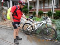 Bikereinigung am Abend : 6.Tag, MTB, Solkan - Lipica, Transslovenia 2014